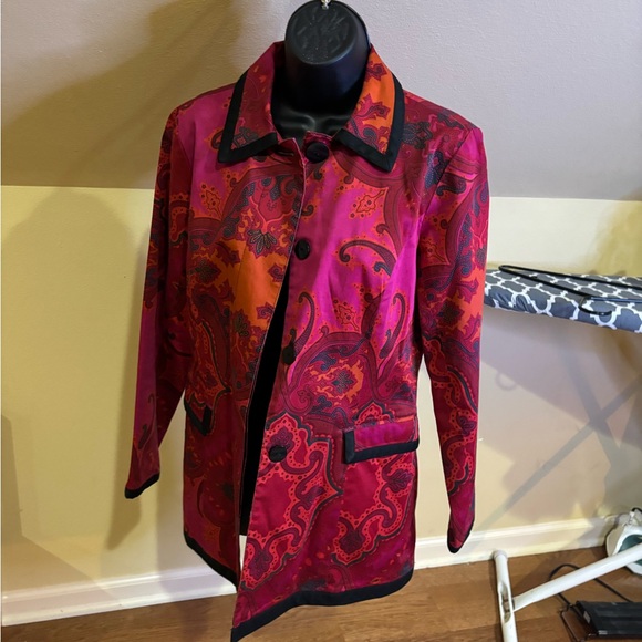Transitions Paisley Jacket Women’s Sm– Magenta Orange Retro Y2K Statement Coat - Picture 5 of 9